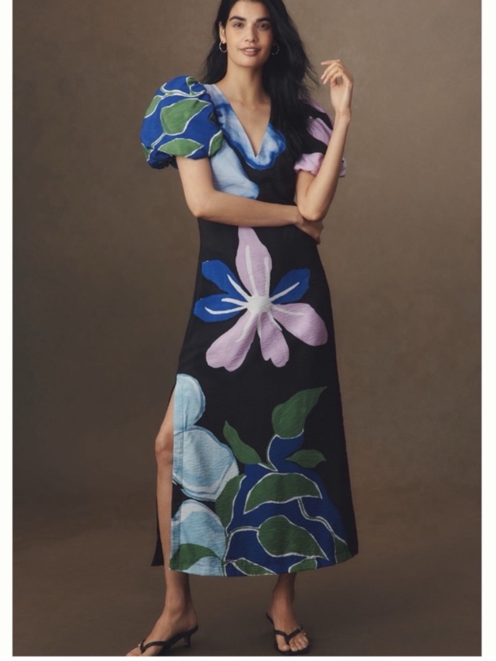 NWT Anthropologie Puff Sleeve A-Line Floral Maxi Dress , XS